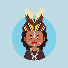 Wall Mural - Avatar of a Papua Indonesian Character