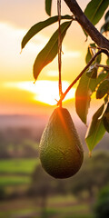 Wall Mural - In the tranquil dawn, an avocado sways gently.