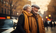 Happy senior couple ejoying their time together in the city. Acvite retirement concept