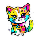 Fototapeta Pokój dzieciecy - cute cats with colorful colors AI-Generated