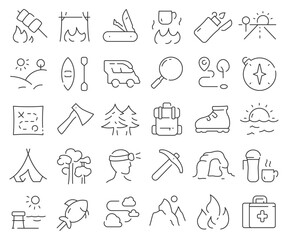 Poster - Adventure line icons collection. Thin outline icons pack. Vector illustration eps10
