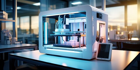 Aufkleber - 3D printer of plastic parts on the topic of technology and innovation