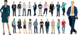 
illustration vectorielle montrant une collection de personnages, d'hommes et de femmes d'affaires, d'employés de bureau