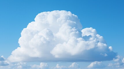 Wall Mural - On a clear blue sky, there is a puffy white cloud.