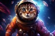 Cat astronaut in spacesuit against the background of the outer space, cat astronaut in a spacesuit on a Science fiction concept, AI Generated