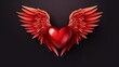 Happy Valentine's Day in the form of a red heart with wings. 