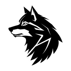 Wall Mural - wolf mascot logo icon face emblem flat vector illustration isolated on white background