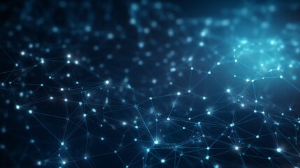 Data technology abstract futuristic illustration . Low poly shape with connecting dots and lines on dark background. 3D rendering . Big data visualization .