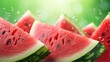 © Eireen - Fresh sliced watermelon pieces background. Summer tropical banner