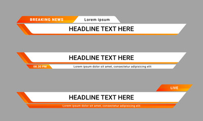 Wall Mural - newscast lower third banner vector. set of lower third bar templates for breaking news, sports news 