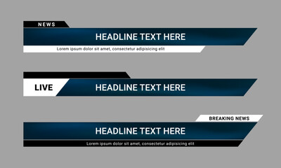 Wall Mural - newscast lower third banner vector. set of lower third bar templates for breaking news, sports news 