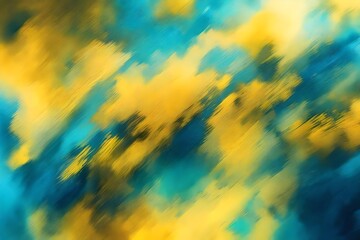 Wall Mural - top view, abstract blurred yellow blue color painted texture background for graphic design.wallpaper