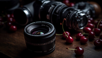 Poster - Photographer antique Canon captures old fashioned nature with macro lens generated by AI