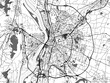 Greyscale vector city map of  Valence in France with with water, fields and parks, and roads on a white background.