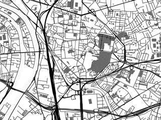 greyscale vector city map of saint-denis in france with with water, fields and parks, and roads on a