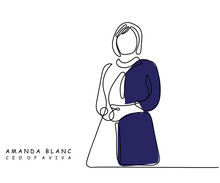 line art of Amanda Blanc who is one of the most influential women in the world. Womens day concept art.