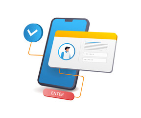 Fototapete - Entering a personal account with password security