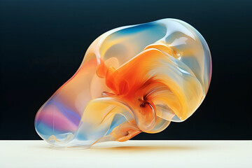 Wall Mural - Abstract colorful gradient translucent wave background. modern glossy colorful translucent fluid motion waves, fluent style liquid cloth 3D illustration. Generative AI