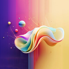 Wall Mural - Abstract colorful gradient translucent wave background. modern glossy colorful translucent fluid motion waves, fluent style liquid cloth 3D illustration. Generative AI