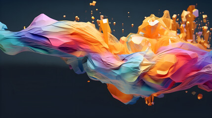 Wall Mural - Abstract colorful gradient translucent wave background. modern glossy colorful translucent fluid motion waves, fluent style liquid cloth 3D illustration. Generative AI