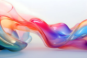Wall Mural - Abstract colorful gradient translucent wave background. modern glossy colorful translucent fluid motion waves, fluent style liquid cloth 3D illustration. Generative AI