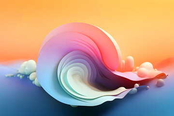 Wall Mural - Abstract colorful gradient translucent wave background. modern glossy colorful translucent fluid motion waves, fluent style liquid cloth 3D illustration. Generative AI
