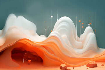 Wall Mural - Abstract colorful gradient translucent wave background. modern glossy colorful translucent fluid motion waves, fluent style liquid cloth 3D illustration. Generative AI