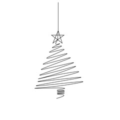 Sticker - christmas Tree Line Art Vector EPS10