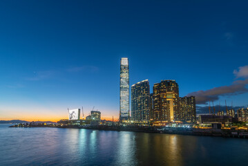 Wall Mural - scenery of skyscraper, skyline and harbor of Hong Kong city