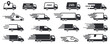 Express delivery trucks icons set. Fast delivery truck. Delivery service icons.