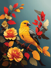 bird with yellow vector