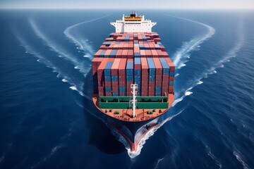 International Container Cargo ship in the ocean. Global business logistics, freight shipping, international trade, import, export. Container ship or cargo shipping business logistic import and export.