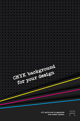 Wall Mural - dark background with metal texture and cmyk elements
