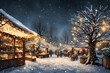 canvas print picture - weihnachten winter schnee haus baum landschaft nacht