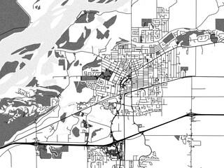 greyscale vector city map of chilliwack british columbia in canada with with water, fields and parks