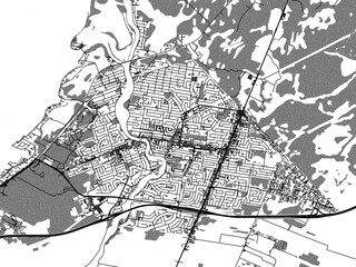 greyscale vector city map of châteauguay quebec in canada with with water, fields and parks, and ro