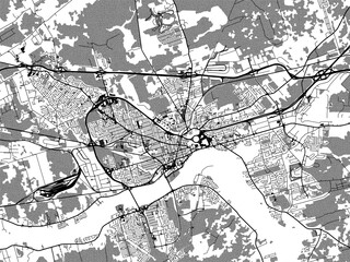greyscale vector city map of moncton new brunswick in canada with with water, fields and parks, and 