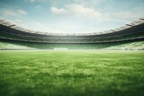 Fototapeta Sport - cinematic scene of an empty football stadium. 