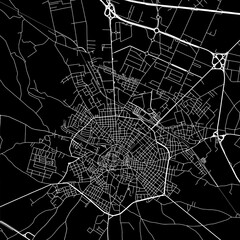 1:1 square aspect ratio vector road map of the city of  Andria in Italy with white roads on a black background.