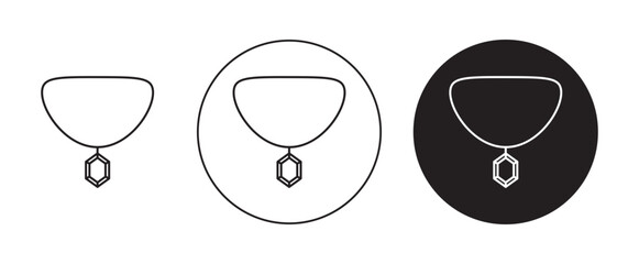 Vector icon set for necklace. Woman pearl pendant symbol for UI designs.