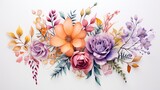 Fototapeta Kwiaty -  a bunch of flowers that are on a white wall together.  generative ai