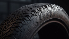 Shiny alloy wheel reflects wet circle, traction device for transportation generated by AI