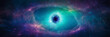 The mesmerizing Helix Nebula, often called the Eye of God, deeply realistic, vivid shades of teal, azure, and lavender, concentric rings, infrared view
