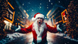 © Констянтин Батыльчук - Man dressed in santa suit and holding his hands out in front of him.