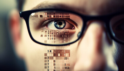 futuristic programmer looking at computer chip, coding virtual reality simulator generated by ai