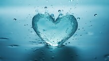  A Heart Shaped Object Floating In Water With Drops Of Water Around It.  Generative Ai