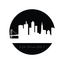 San Francisco City Skyline Silhouette Background. Vector Illustration In Coin