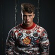 Christmas theme portrait of a man in sweater