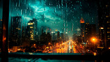 Fototapeta Big Ben - city lights and rainy weather