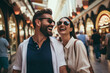 © muzhchil - Beautiful couple in sunglasses laughs happily and walks through the streets of Dubai